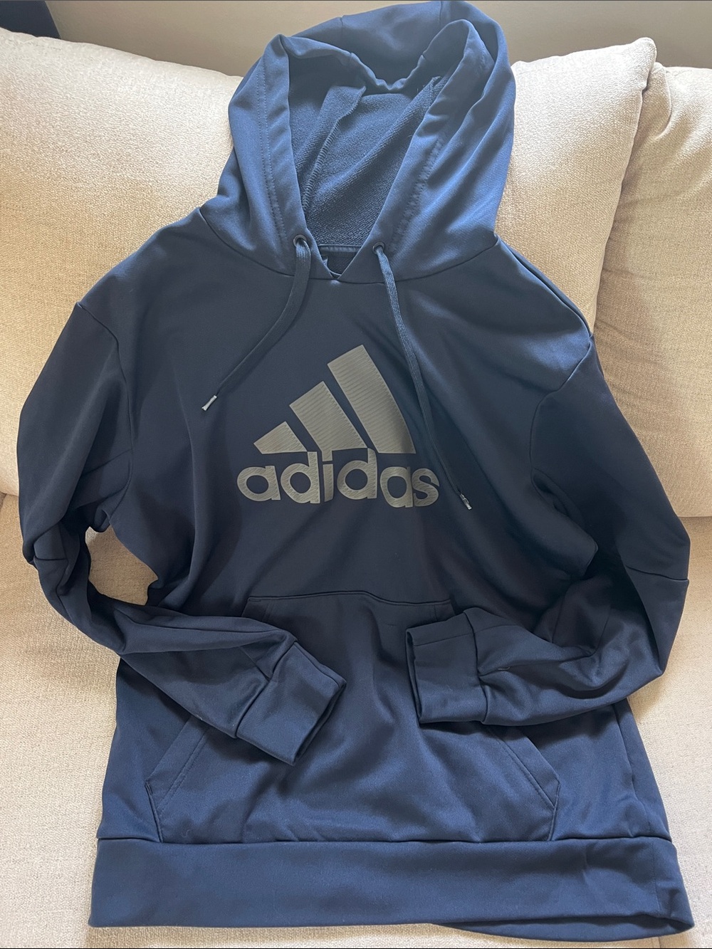 adidas Navy Hoodie with Silver Logo